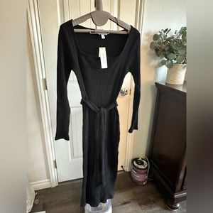 NWT TOPSHOP midi black ribbed dress  🖤